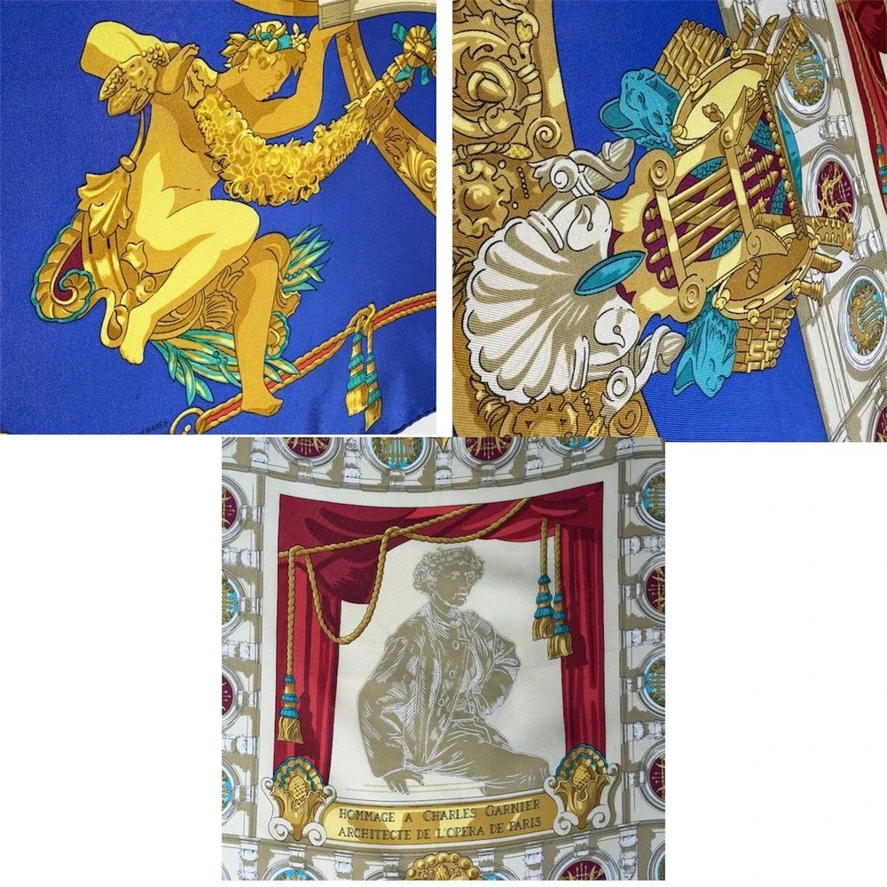 Hermes Paris Hommage a Charles Garnier Silk Scarf Blue Gold Bergdorf Goodman